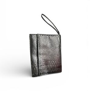 Neiman Marcus Silver Snakeskin Clutch